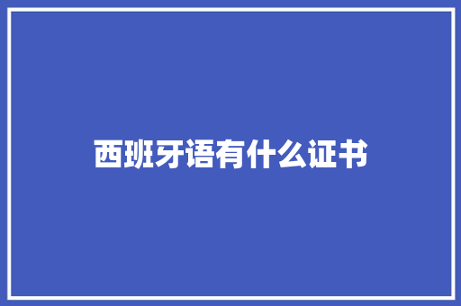西班牙语有什么证书