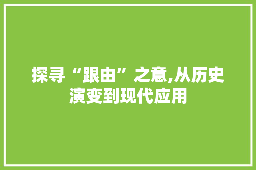 探寻“跟由”之意,从历史演变到现代应用 范文宝典