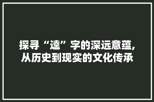 探寻“逵”字的深远意蕴,从历史到现实的文化传承