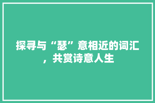 探寻与“瑟”意相近的词汇，共赏诗意人生
