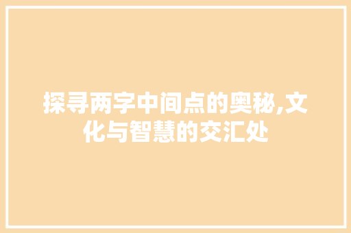 探寻两字中间点的奥秘,文化与智慧的交汇处