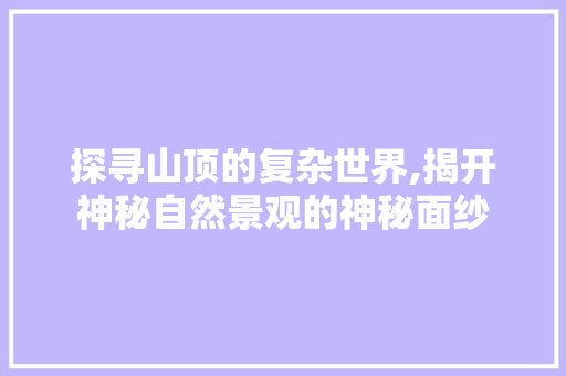 探寻山顶的复杂世界,揭开神秘自然景观的神秘面纱 优秀范文