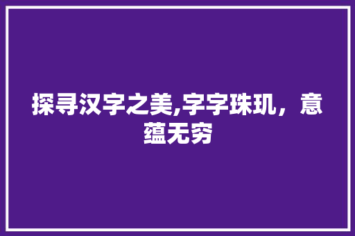 探寻汉字之美,字字珠玑，意蕴无穷 范文参考