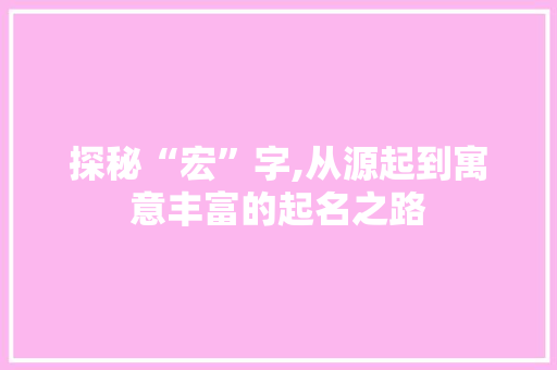探秘“宏”字,从源起到寓意丰富的起名之路