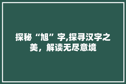 探秘“旭”字,探寻汉字之美，解读无尽意境