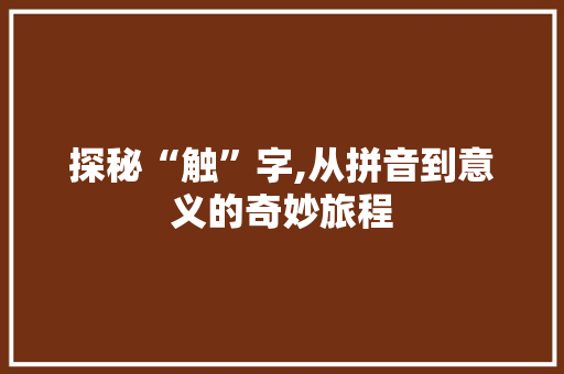探秘“触”字,从拼音到意义的奇妙旅程