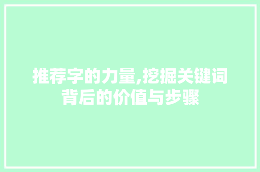 推荐字的力量,挖掘关键词背后的价值与步骤