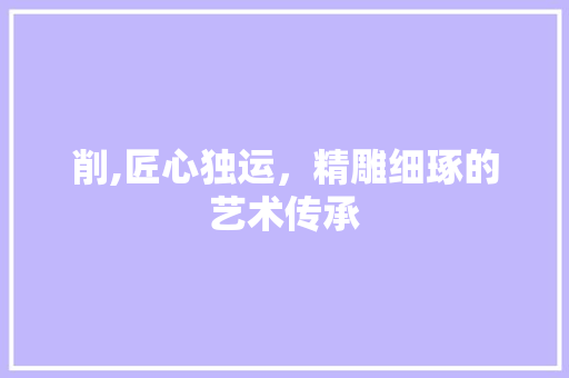 削,匠心独运，精雕细琢的艺术传承