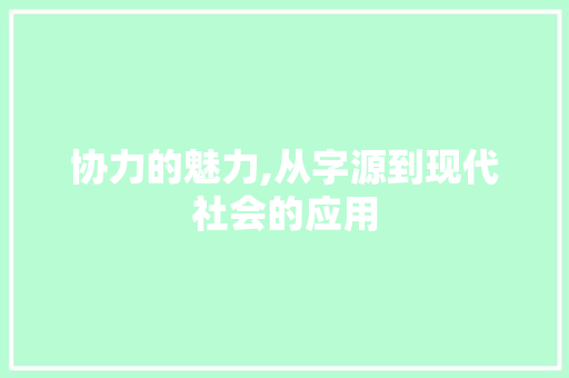 协力的魅力,从字源到现代社会的应用