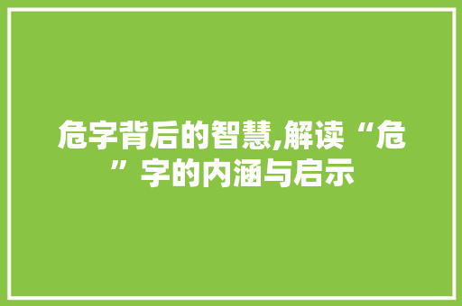 危字背后的智慧,解读“危”字的内涵与启示