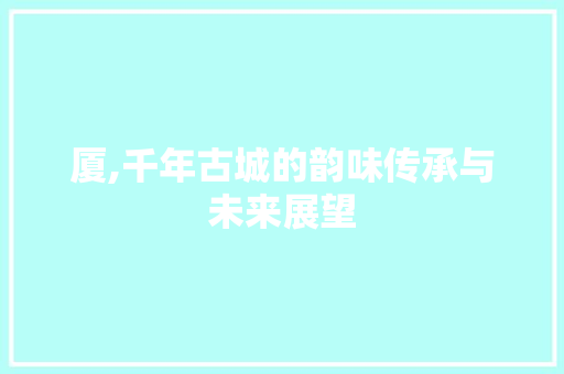 厦,千年古城的韵味传承与未来展望