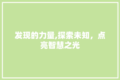 发现的力量,探索未知，点亮智慧之光
