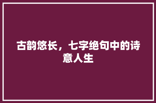 古韵悠长，七字绝句中的诗意人生