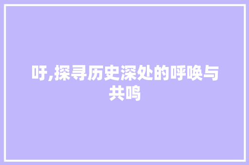 吁,探寻历史深处的呼唤与共鸣