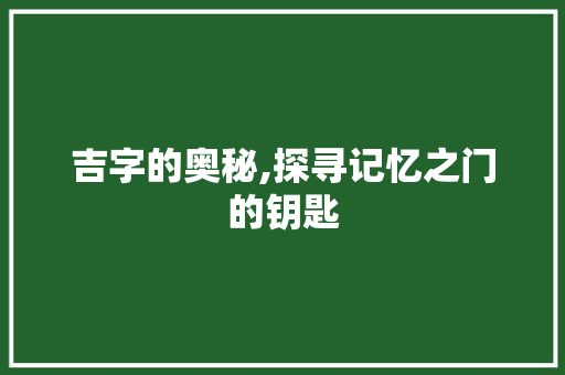 吉字的奥秘,探寻记忆之门的钥匙