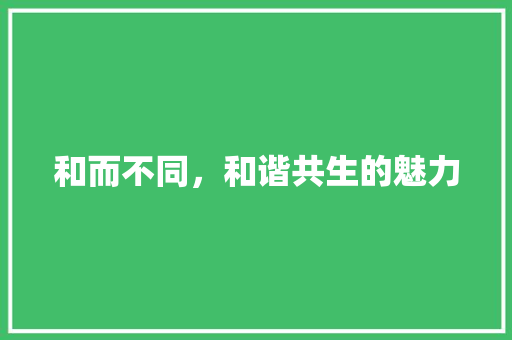 和而不同，和谐共生的魅力