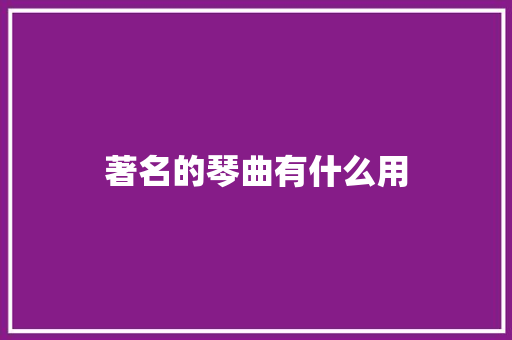 著名的琴曲有什么用