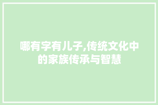 哪有字有儿子,传统文化中的家族传承与智慧