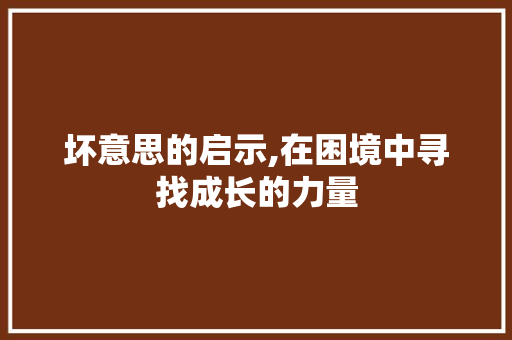 坏意思的启示,在困境中寻找成长的力量