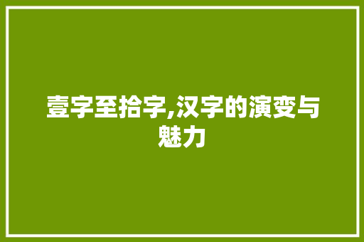 壹字至拾字,汉字的演变与魅力 范文宝典