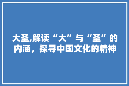 大圣,解读“大”与“圣”的内涵，探寻中国文化的精神底蕴