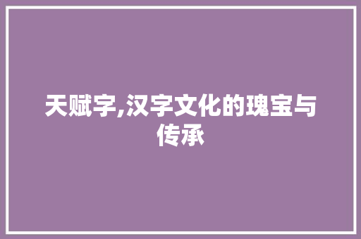 天赋字,汉字文化的瑰宝与传承