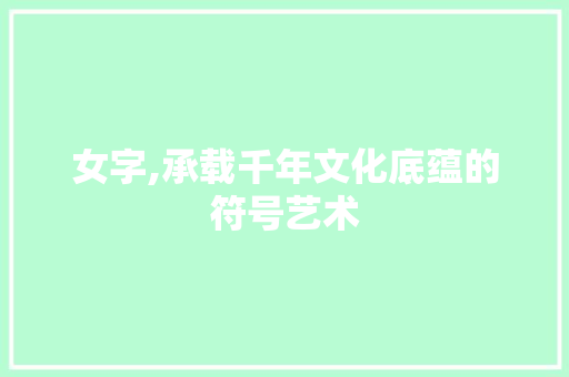 女字,承载千年文化底蕴的符号艺术 商业计划书范文