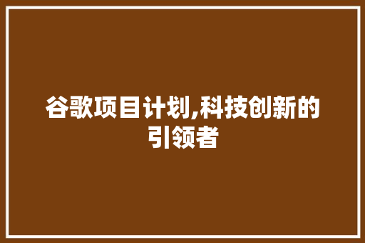 谷歌项目计划,科技创新的引领者
