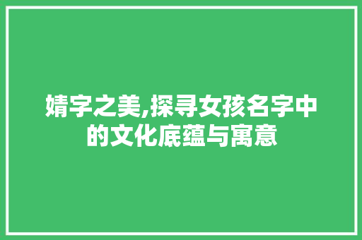 婧字之美,探寻女孩名字中的文化底蕴与寓意
