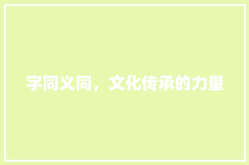 字同义同，文化传承的力量