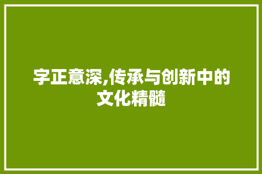 字正意深,传承与创新中的文化精髓