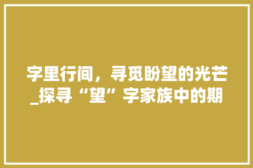 字里行间，寻觅盼望的光芒_探寻“望”字家族中的期盼与愿景 范文资源