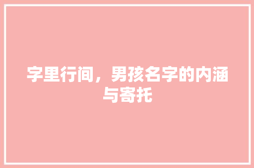 字里行间，男孩名字的内涵与寄托 范文宝典