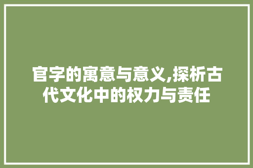 官字的寓意与意义,探析古代文化中的权力与责任 优秀范文