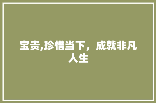 宝贵,珍惜当下，成就非凡人生