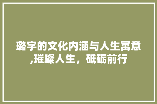 璐字的文化内涵与人生寓意,璀璨人生，砥砺前行