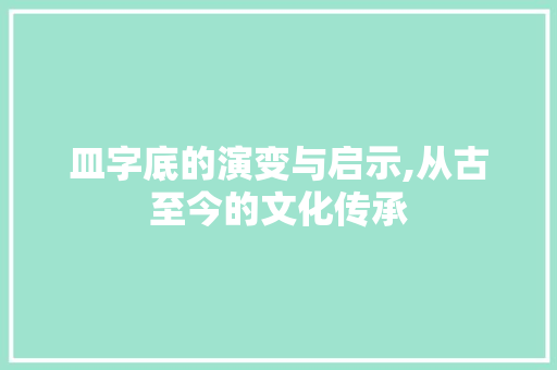 皿字底的演变与启示,从古至今的文化传承 商业计划书范文