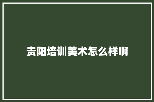 贵阳培训美术怎么样啊