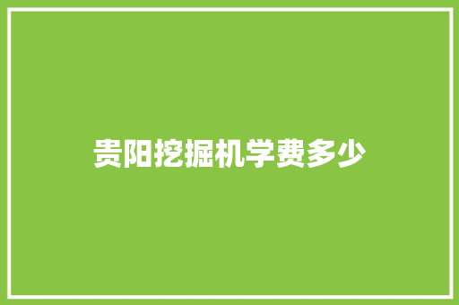 贵阳挖掘机学费多少