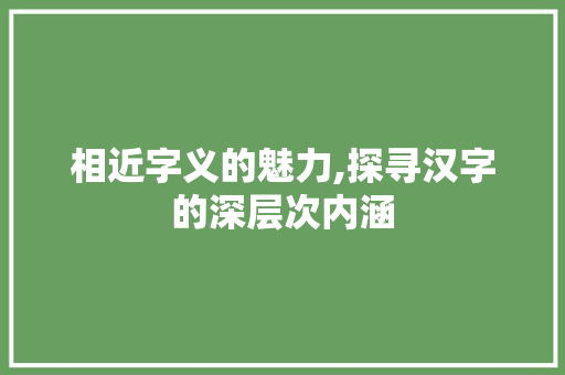 相近字义的魅力,探寻汉字的深层次内涵