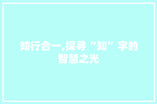 知行合一,探寻“知”字的智慧之光
