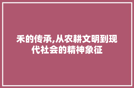 禾的传承,从农耕文明到现代社会的精神象征