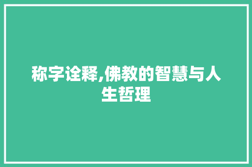 称字诠释,佛教的智慧与人生哲理 职场应用