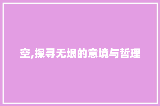 空,探寻无垠的意境与哲理 范文资源