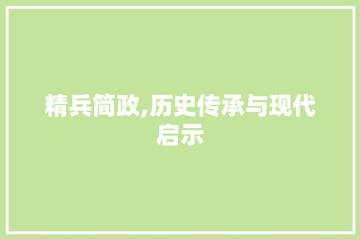 精兵简政,历史传承与现代启示 范文宝典