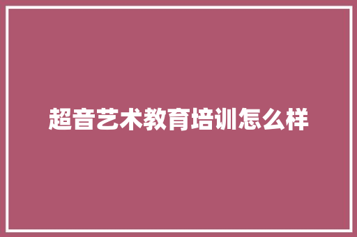 超音艺术教育培训怎么样