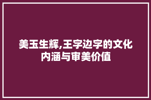 美玉生辉,王字边字的文化内涵与审美价值