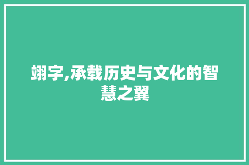 翊字,承载历史与文化的智慧之翼