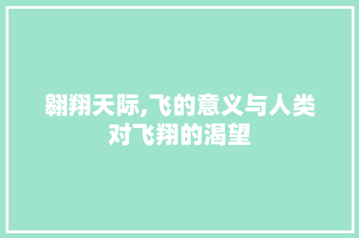 翱翔天际,飞的意义与人类对飞翔的渴望