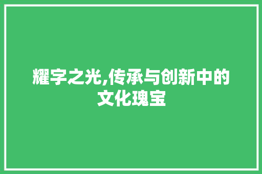 耀字之光,传承与创新中的文化瑰宝